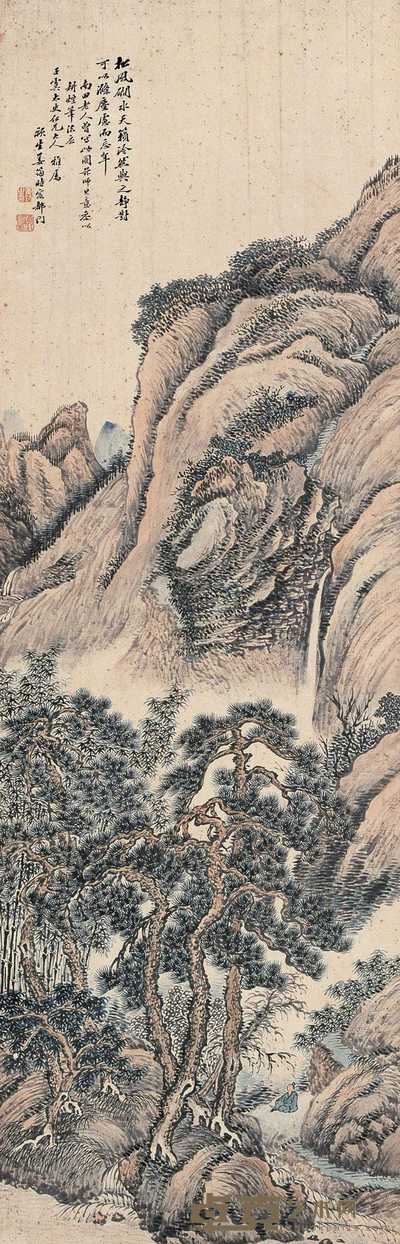 姜筠 山水 立轴 125×40cm